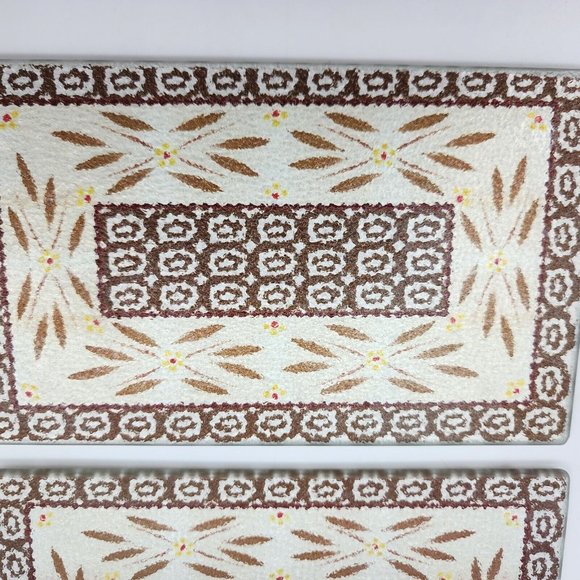 Tara Temptations Old World Tempered Glass Trivet Cutting Tray Lot of 2 Brown 7" - Picture 2 of 5
